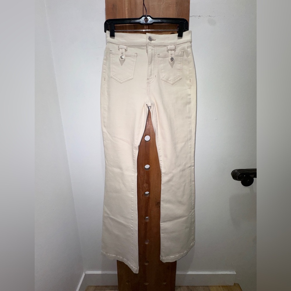 Veronica Beard Beverly High Rise Cream Patch Pocket Jeans - Picture 4 of 11